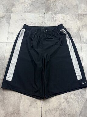 Nike Basketball Shorts Men's M Black Silver Side Panels Vintage Y2K